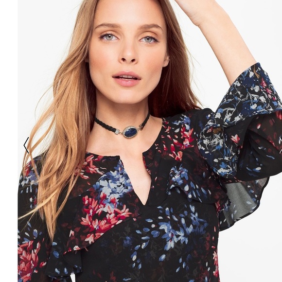 WHBM Floral Flounce Blouse - Picture 2 of 6